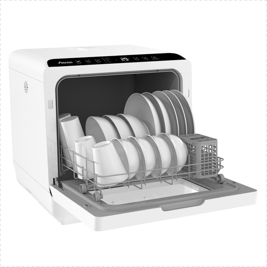 Mini Vaatwasser - Inclusief App - Energielabel A - 900 Watt - 5 Programma's - Wit - Afwasmachine - Met Waterreservoir